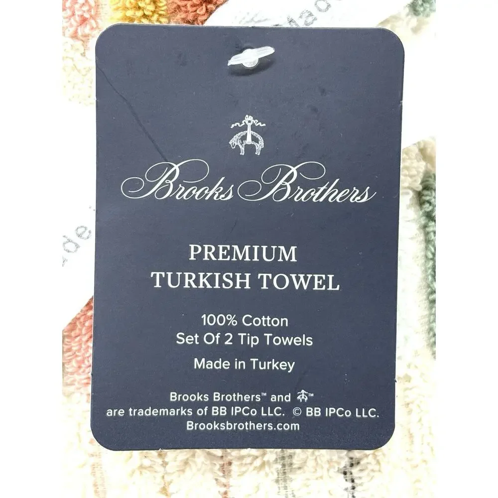 Brooks Brothers Turkish Cotton Mosaic Fingertip Towels Multicolor Fringe Tip